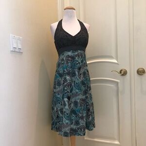 Athleta Black and Green Halter Sundress for Cocktail